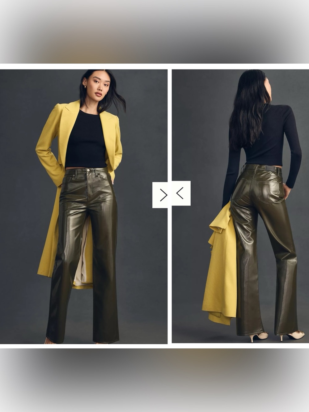 Pistola Faux Leather Pants  High Rise Size 33 Green Fall minimalist Capsule